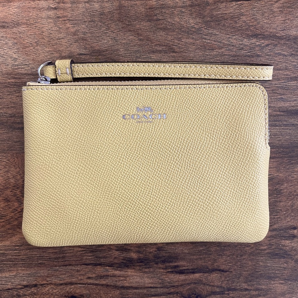 Coach yellow wristlet wallet